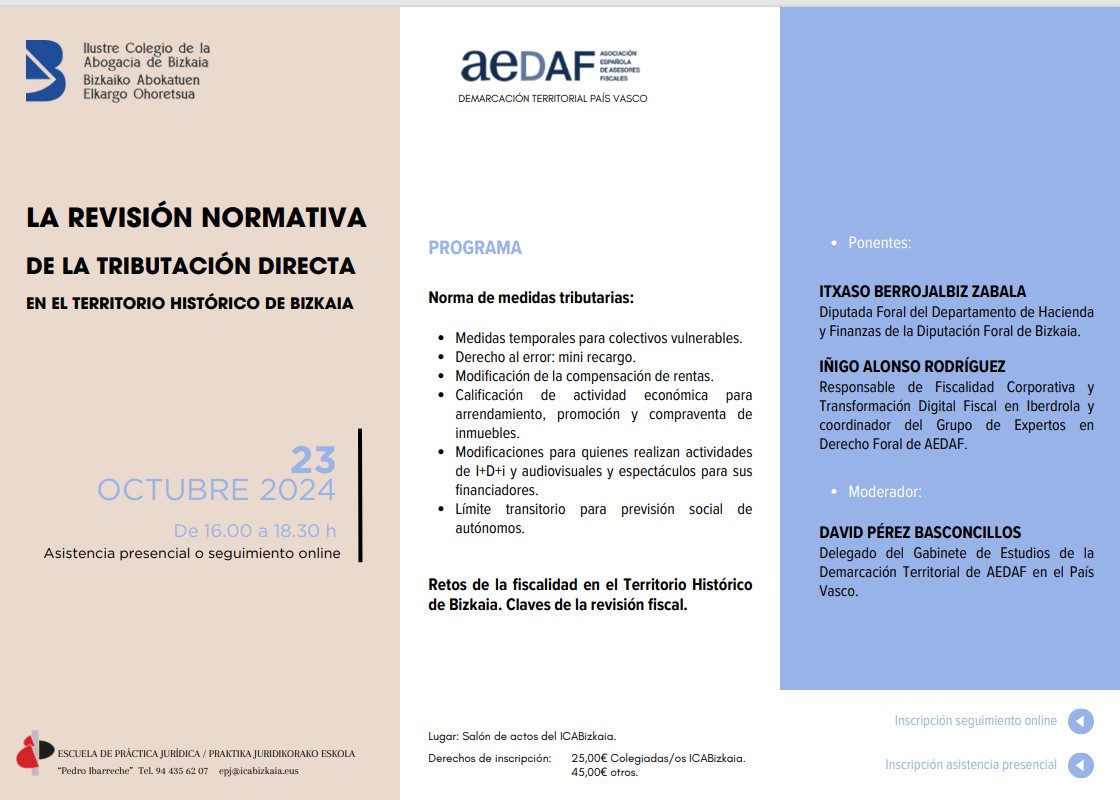 icabizkaia-La revisión normativa de la Tributación Directa en el territorio histórico de Bizkaia