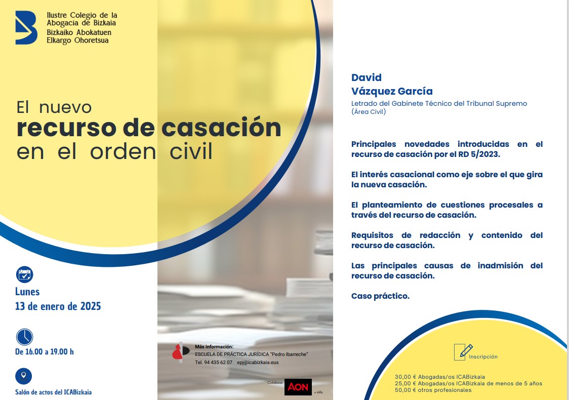 icabizkaia-El nuevo Recurso de Casación en el orden civil