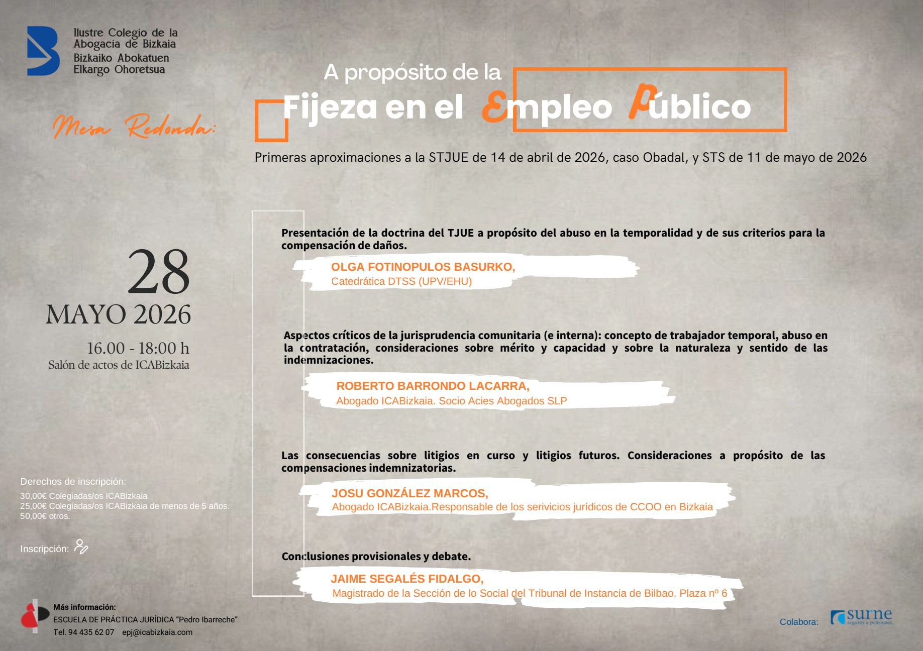 icabizkaia-Mesa redonda A PROPÓSITO DE LA FIJEZA EN EL EMPLEO PÚBLICO
