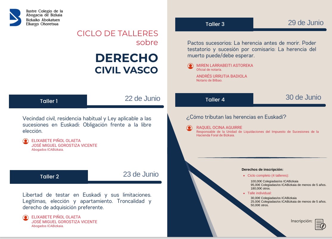 icabizkaia-Ciclo de Talleres sobre Derecho Civil Vasco