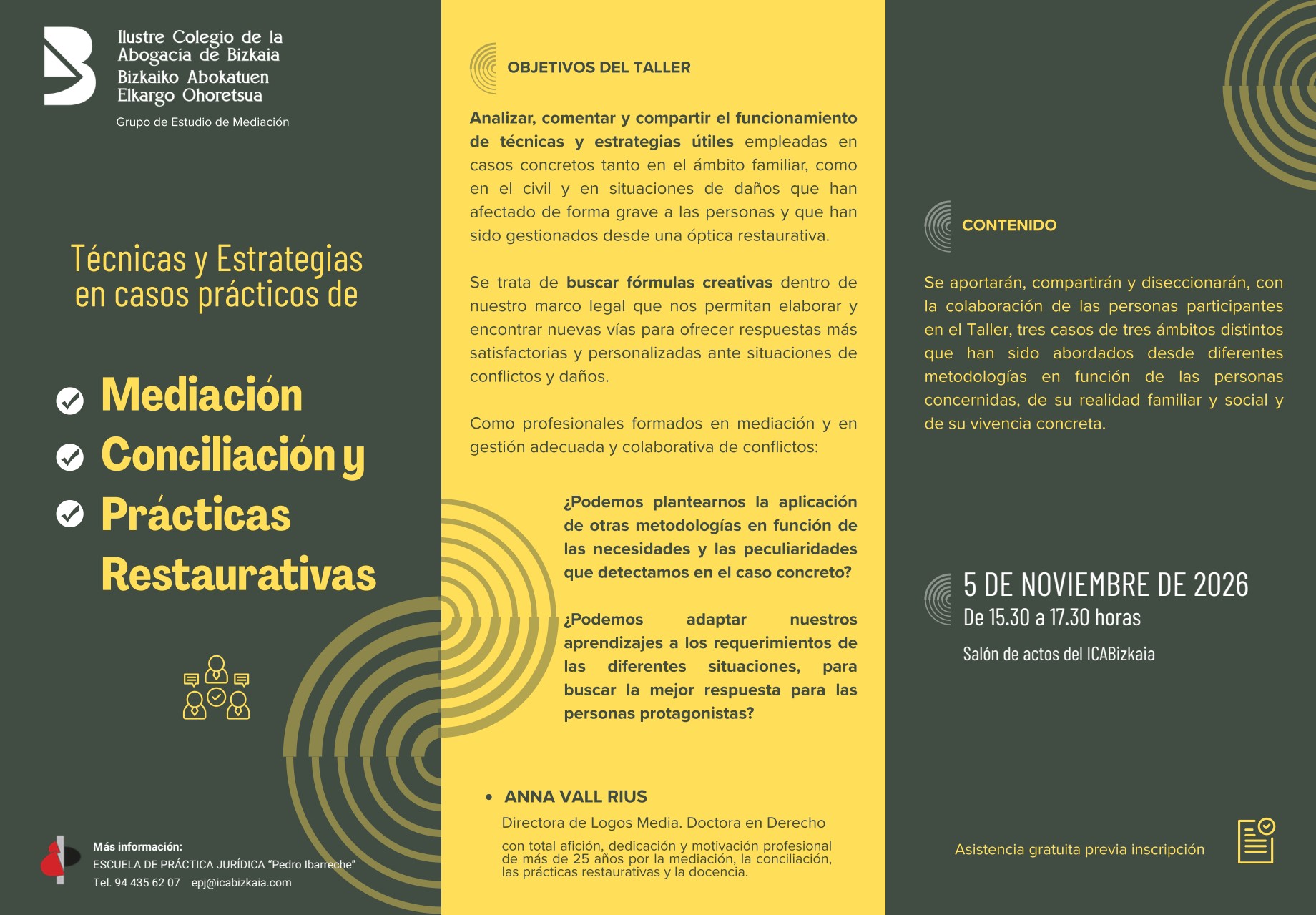 icabizkaia-Técnicas y Estrategias en casos prácticos de Mediación, Conciliación y Prácticas Restaurativas